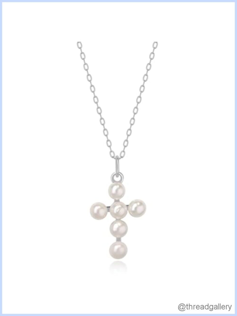 Sterling Silver Freshwater Pearl Cross Necklace for Women Christian Jewelry